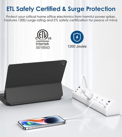 Jgstkcity Desk Clamp Power Strip USB C,Table Surge Protector